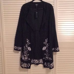 Curations Boho Faux Suede Embroidered Jacket-Small